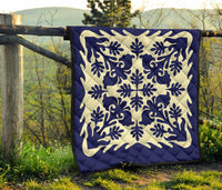 Hawaiian Leaves Pattern Premium Quilt - Blue - Argu Style - AH - Polynesian Pride