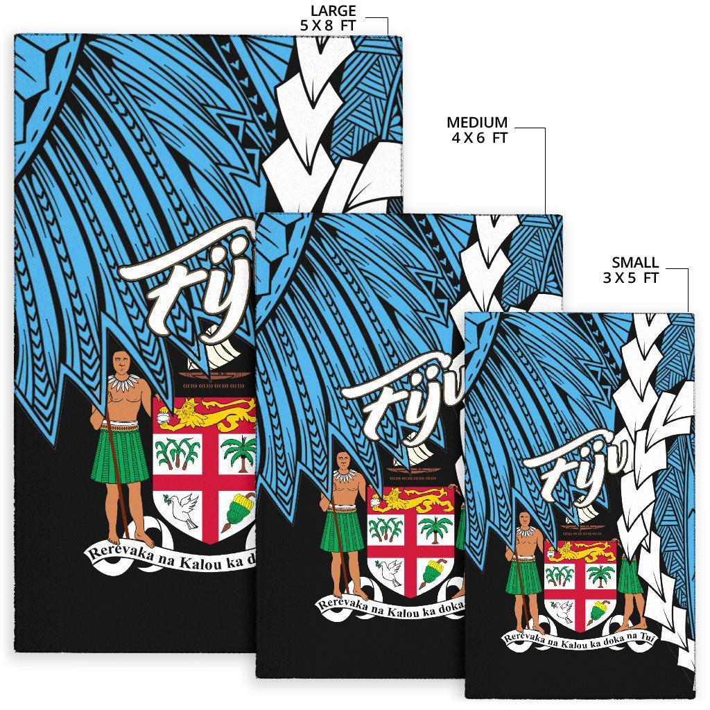 Fiji Polynesian Area Rug - Tribal Wave Tattoo Flag Style - Polynesian Pride