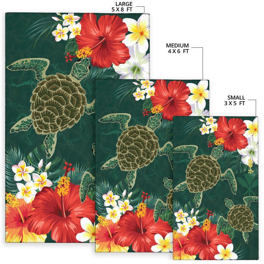Hawaii Sea Turtle Hibiscus Plumeria Rug - Polynesian Pride