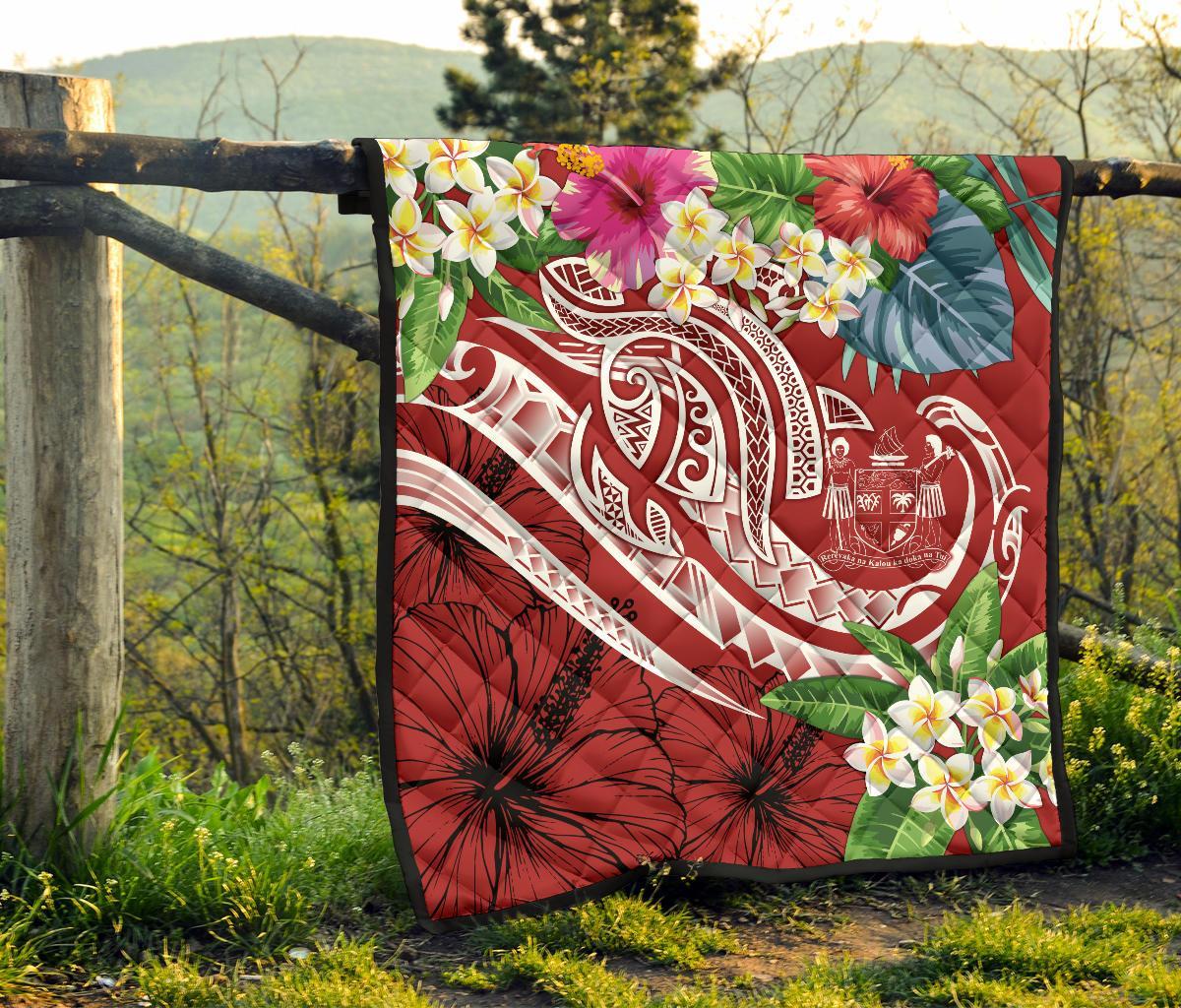 Fiji Polynesian Premium Quilt - Summer Plumeria (Red) - Polynesian Pride