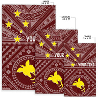Papua New Guinea Personalised Area Rug - Flag With Polynesian Patterns (Red) - Polynesian Pride