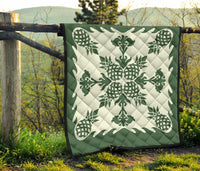 Hawaiian Pineapple Pattern Premium Quilt - Green - Argu Style - Polynesian Pride