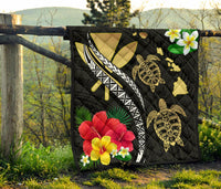 Hawaii Map Turtle Hibiscus Plumeria Polynesian - Premium Quilt AH - Polynesian Pride