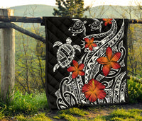 Hawaiian Map Turtle Swim Plumeria Polynesian Quilt - Polynesian Pride