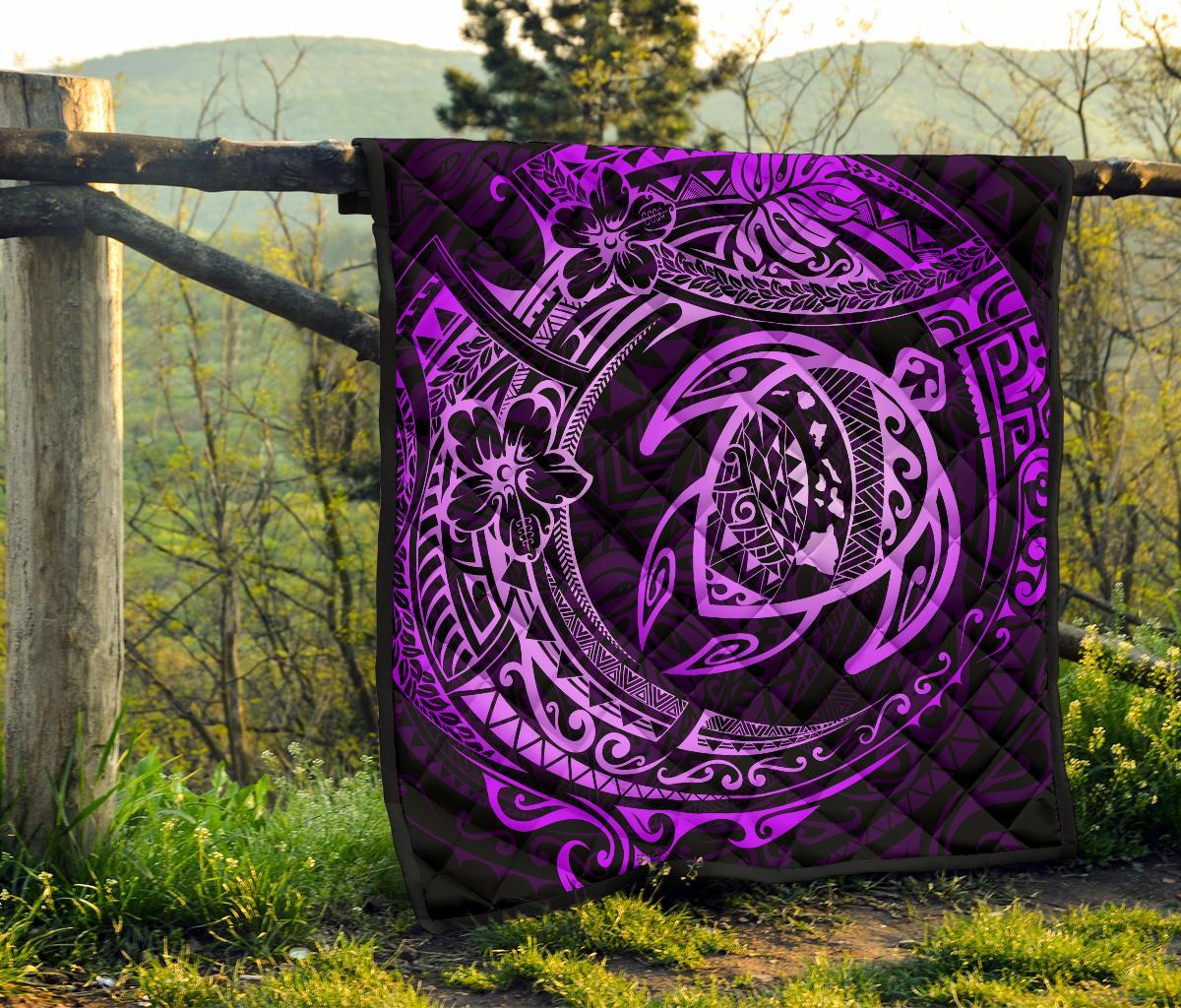 Hawaiian Turtle Polynesian Purple Premium Quilt - Polynesian Pride