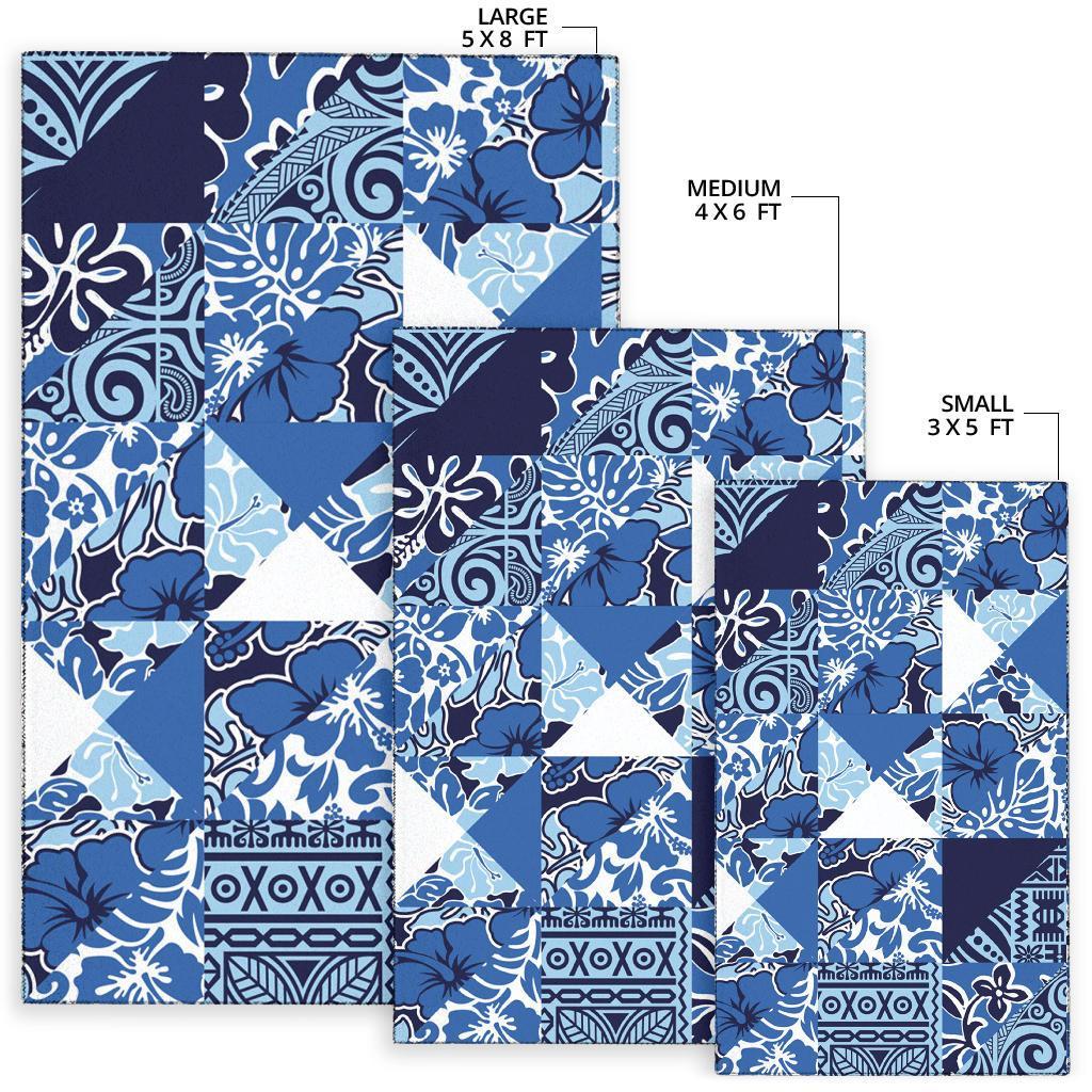Polynesian Area Rug - Vintage Hibiscus Fabric Pattern - Polynesian Pride