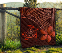 Hawaii Quilt - Hawaii Turtle Plumeria Quilt Red - Polynesian Pride
