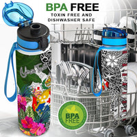 Tonga Custom Personalised Hydro Tracking Bottle White - Turtle Plumeria Banana Leaf - Polynesian Pride