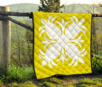 Hawaiian Premium Quilt Royal Pattern - Yellow - A2 Style - Polynesian Pride