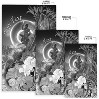 Vanuatu Custom Personalised Area Rug - Humpback Whale with Tropical Flowers (White) - Polynesian Pride