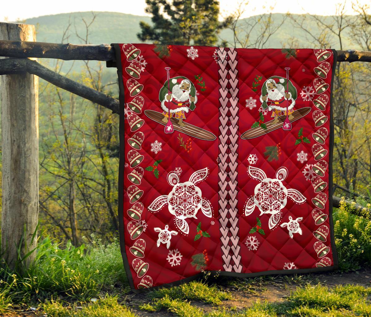 Hawaii Turtle Santa Claus Pattern Christmas Premium Quilt - San Style - AH - Polynesian Pride