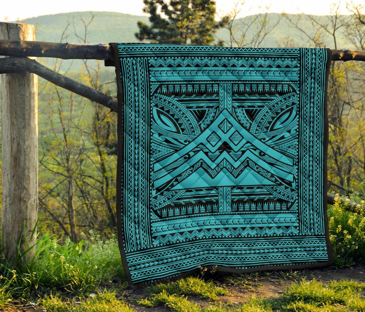 Hawaii Polynesian Mauna Kea Premium Quilt Blue - Polynesian Pride