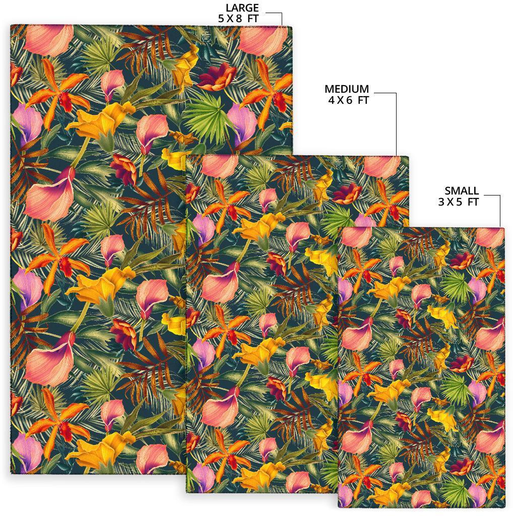 Seamless Tropical Flower Plant And Leaf Pattern Rug - Polynesian Pride