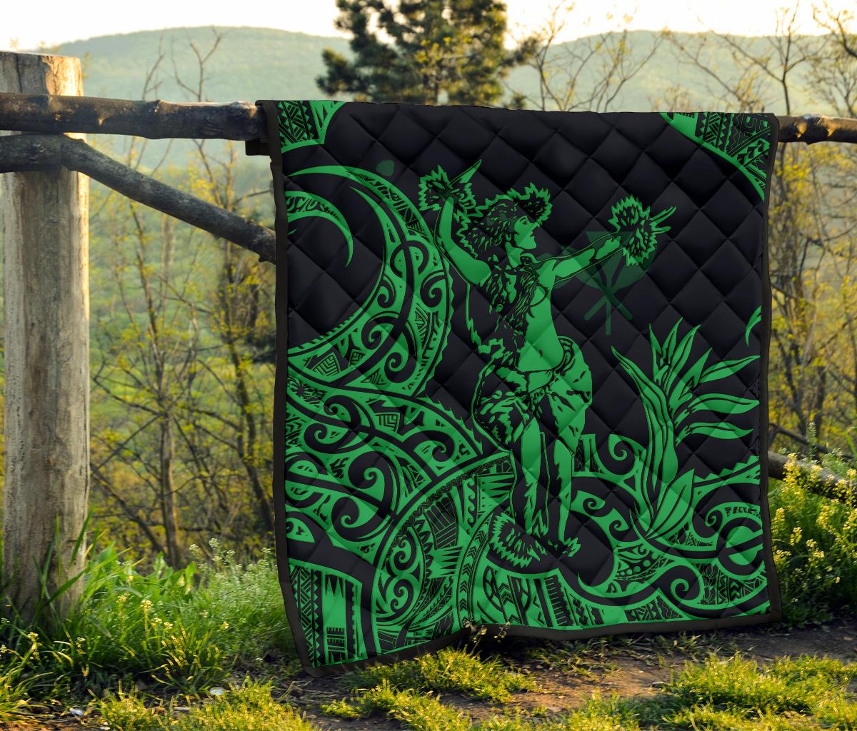 Polynesian Hawaii Premium Quilt - Hula Girl Green - Polynesian Pride