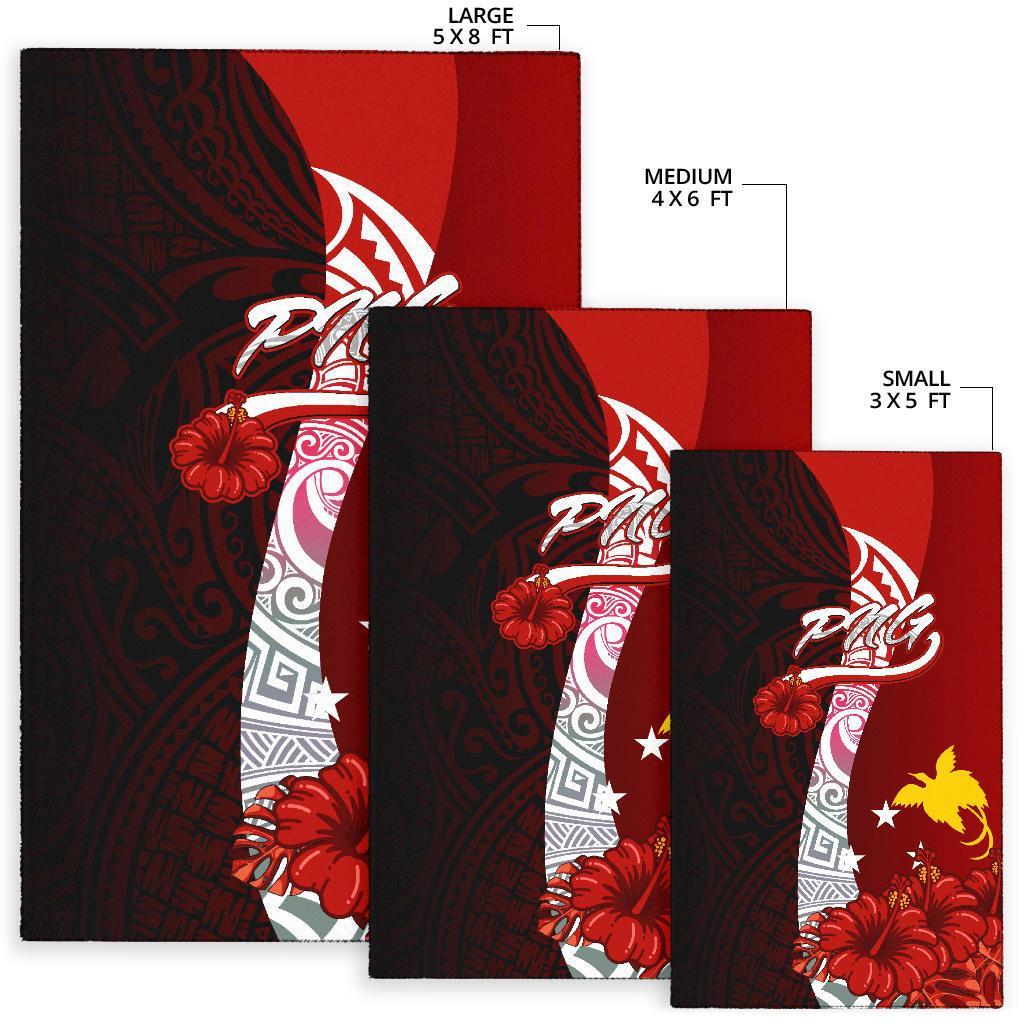 Papua New Guinea Polynesian Area Rug - Coat Of Arm With Hibiscus - Polynesian Pride