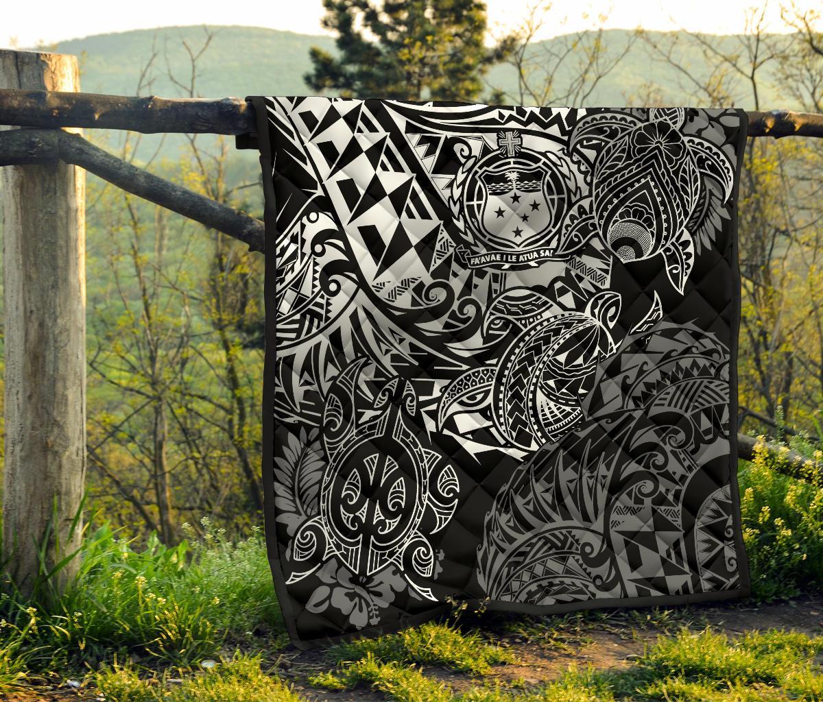 Samoa Polynesian Premium Quilt - White Turtle Flowing - Polynesian Pride