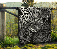 Samoa Polynesian Premium Quilt - White Turtle Flowing - Polynesian Pride