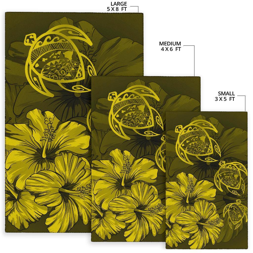 Hawaiian Map Hibiscus Flowers Vintage Polynesian Rug AH - Polynesian Pride