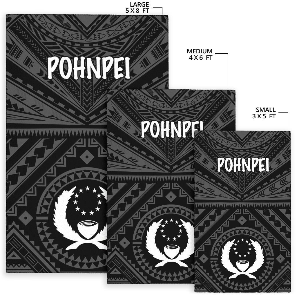 Pohnpei Area Rug - Pohnpei Seal With Polynesian Tattoo Style ( Black) - Polynesian Pride