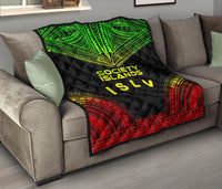 Society Islands Premium Quilt - Society Islands Flag Polynesian Chief Reggae Version - Polynesian Pride