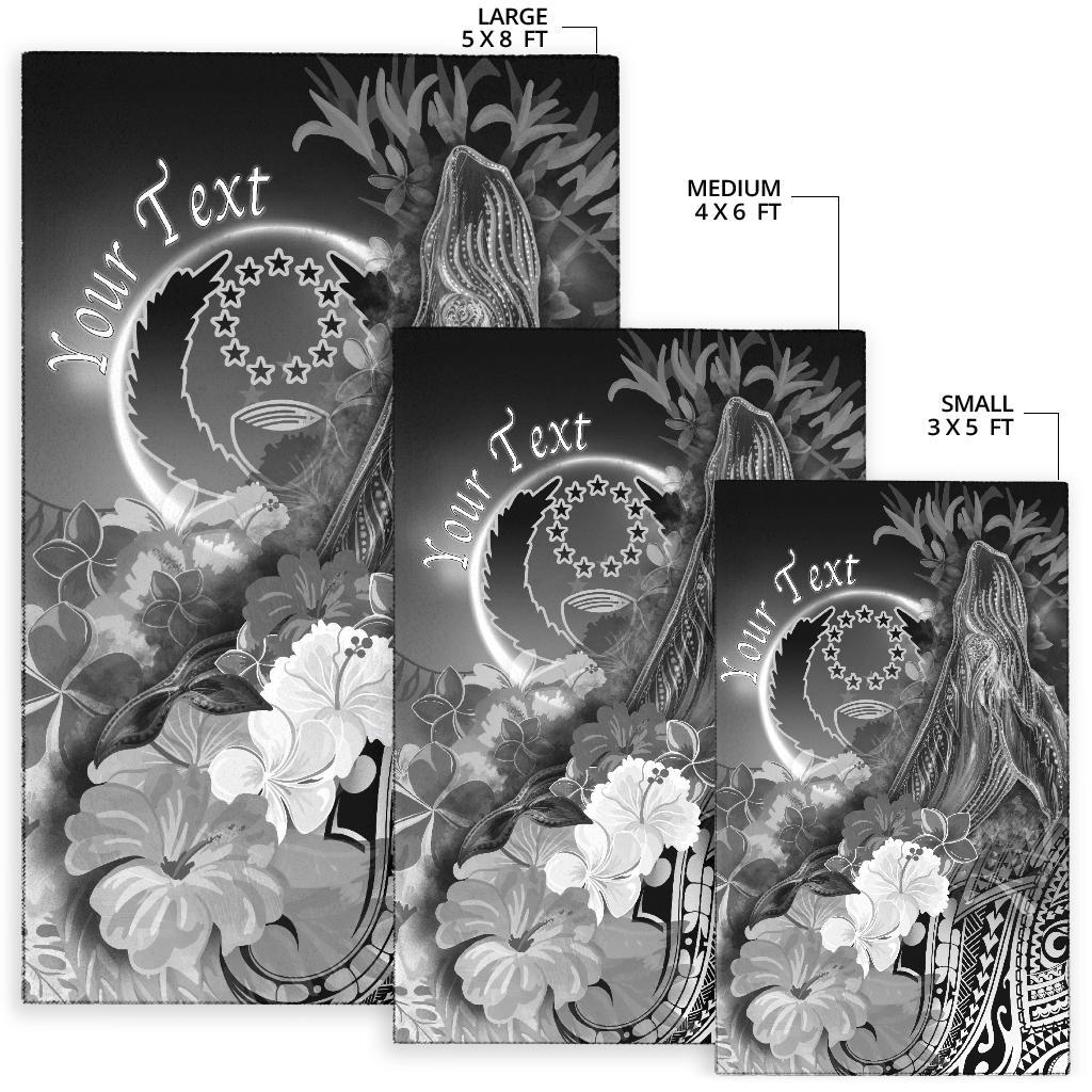 Pohnpei Custom Personalised Area Rug - Humpback Whale with Tropical Flowers (White) - Polynesian Pride