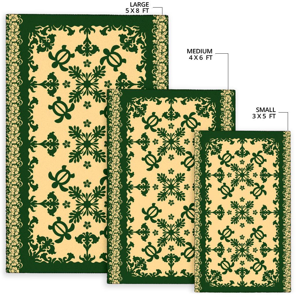 hawaiiHooded Area Rug - Hawaiian Quilt Turtle Dance Sea Pattern - Polynesian Pride