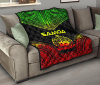 Samoa Premium Quilt - Samoa Coat Of Arms Polynesian Chief Reggae Version - Polynesian Pride