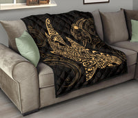Polynesian Quilt - Polynesian Gold Shark Warrior Tattoo - Polynesian Pride