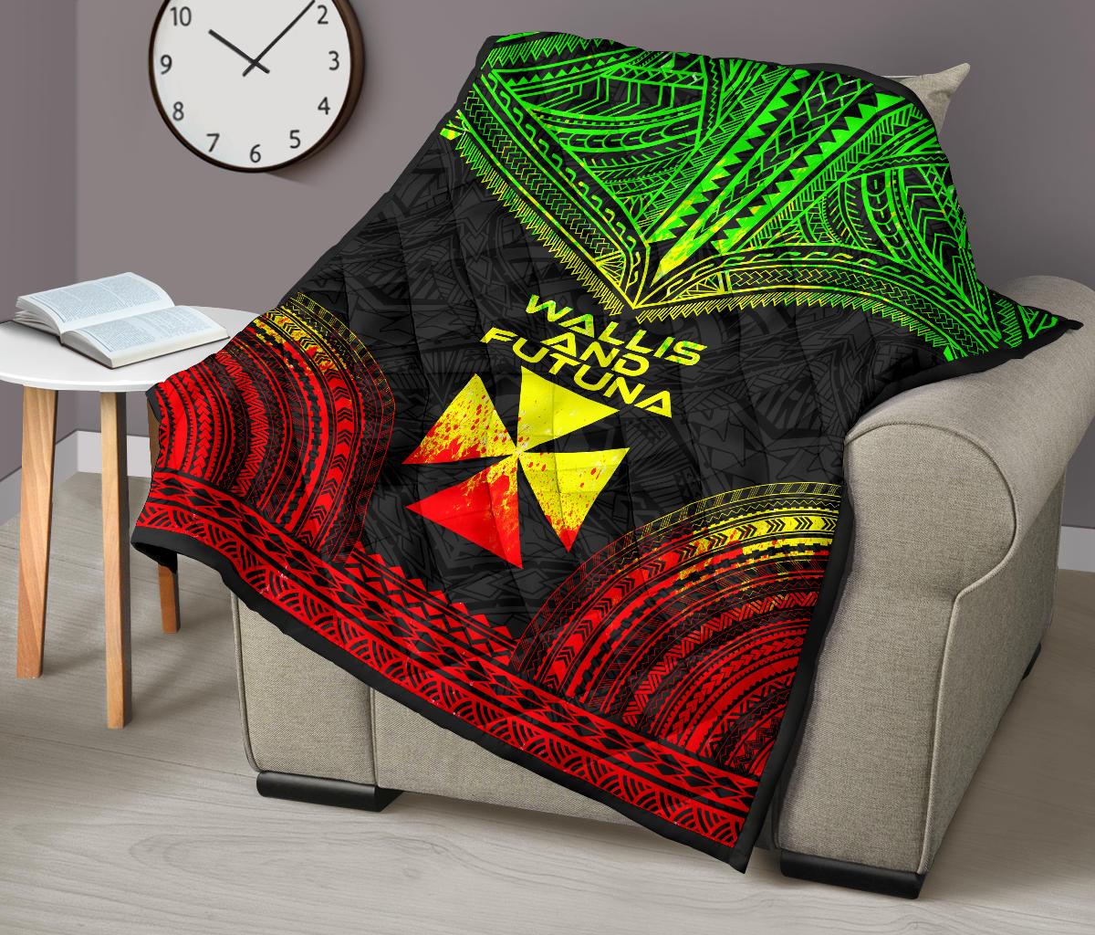 Wallis And Futuna Premium Quilt - Wallis And Futuna Coat Of Arms Polynesian Chief Reggae Version - Polynesian Pride