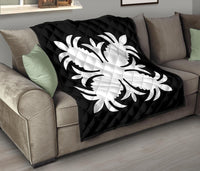 Hawaiian Premium Quilt Royal Pattern - Black And White - A2 Style - Polynesian Pride