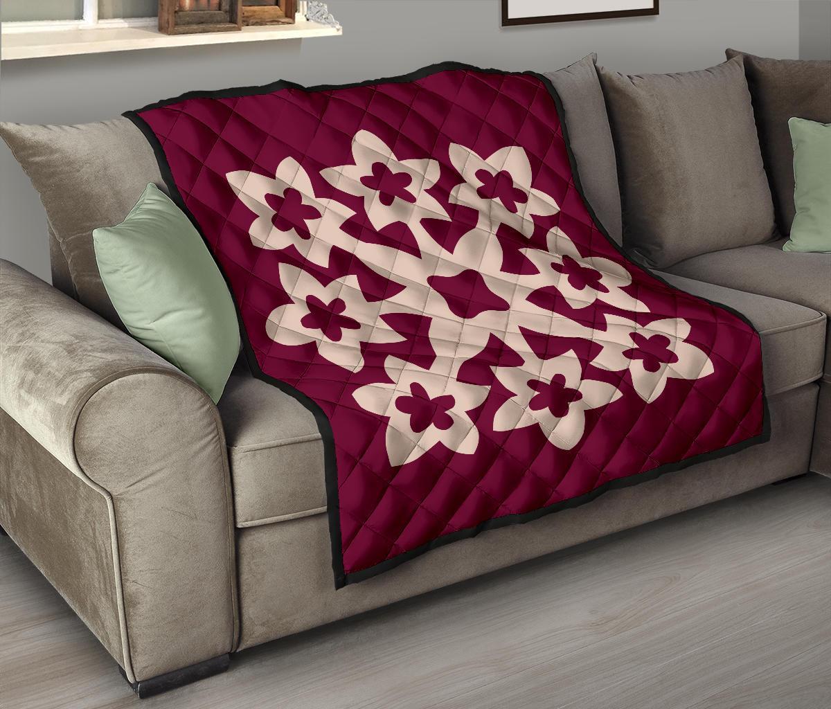 Hawaiian Premium Quilt Royal Pattern - Pink - A1 Style - Polynesian Pride