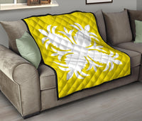 Hawaiian Premium Quilt Royal Pattern - Yellow - A2 Style - Polynesian Pride