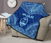 Guam Premium Quilt - Guam Coat Of Arms Polynesian Chief Blue Version - Polynesian Pride