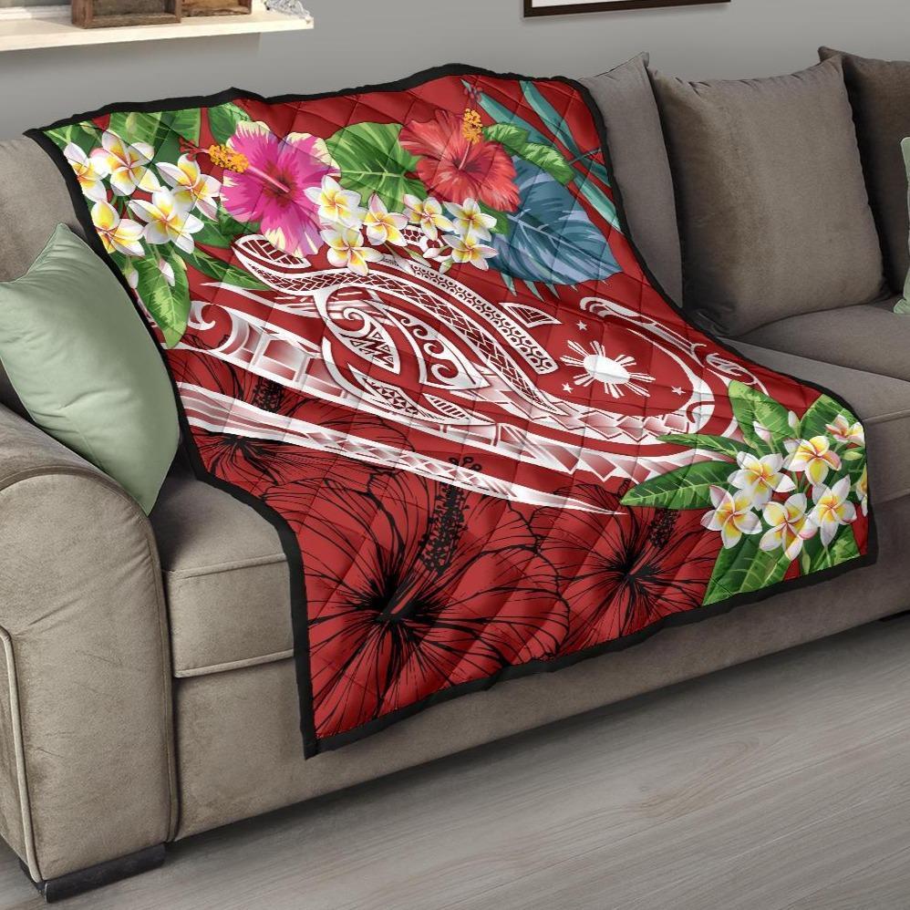 The Philippines Premium Quilts - Summer Plumeria (Red) Red - Polynesian Pride