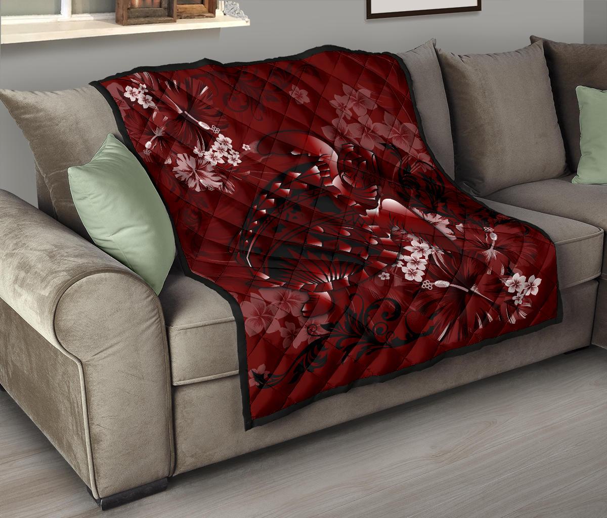 Hawaii Quilt - Hawaii Turtle Magenta Premium Quilt - Polynesian Pride