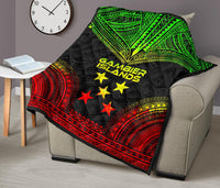 Gambier Islands Premium Quilt - Gambier Islands Flag Polynesian Chief Reggae Version - Polynesian Pride