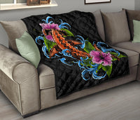 Hawaii Polynesian Premium Quilt - Cephalofoil Tattoo Hibiscus - Polynesian Pride