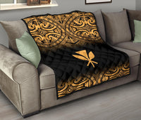 Hawaii Premium Quilt - Gold Kanaka Maoli Polynesian Tattoo & Black Frog - Polynesian Pride