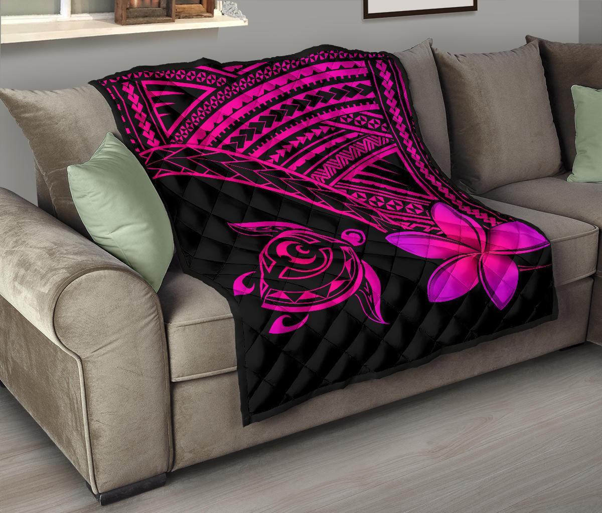 Hawaii Quilt - Hawaii Turtle Plumeria Quilt Pink - Polynesian Pride