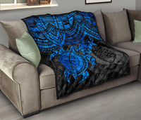 Pohnpei Polynesian Premium Quilt - Polynesian Blue Turtle - Polynesian Pride