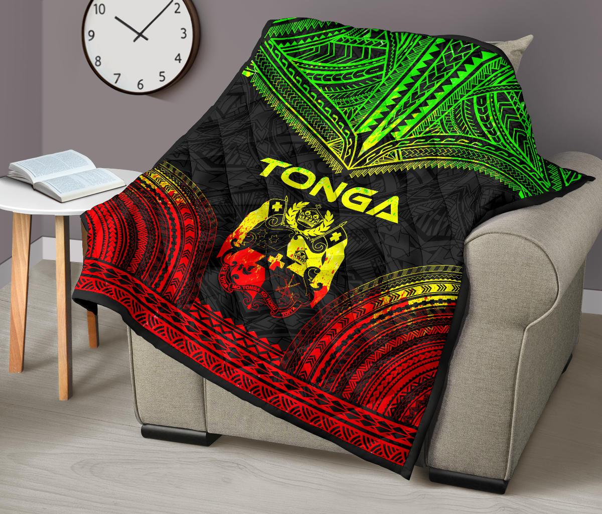 Tonga Premium Quilt - Tonga Coat Of Arms Polynesian Chief Reggae Version - Polynesian Pride