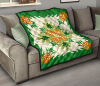 Hawaiian Pineapple leaves Tropical Pattern Premium Quilt - Green - Argu Style - AH - Polynesian Pride