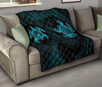 Hawaii Polynesian Turtle Premium Quilt Blue - Polynesian Pride