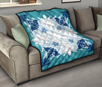 Hawaiian Leaves Tropical Pattern Premium Quilt - Pastel - Argu Style - AH - Polynesian Pride
