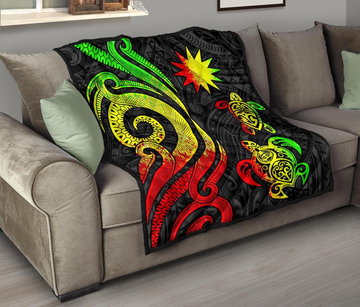 Nauru Premium Quilt - Reggae Tentacle Turtle - Polynesian Pride