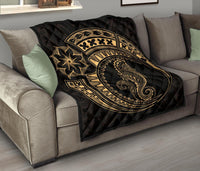 Polynesian Quilt - Polynesian Gold Seahorse Tattoo - Polynesian Pride