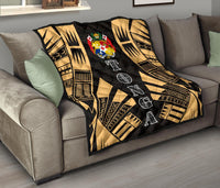 Tonga Premium Quilt - Tonga Coat Of Arms Polynesian Gold Tattoo - Polynesian Pride