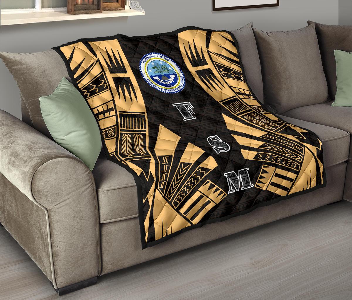 Federated States Of Micronesia Premium Quilt - Federated States Of Micronesia Seal Polynesian Gold Tattoo - Polynesian Pride