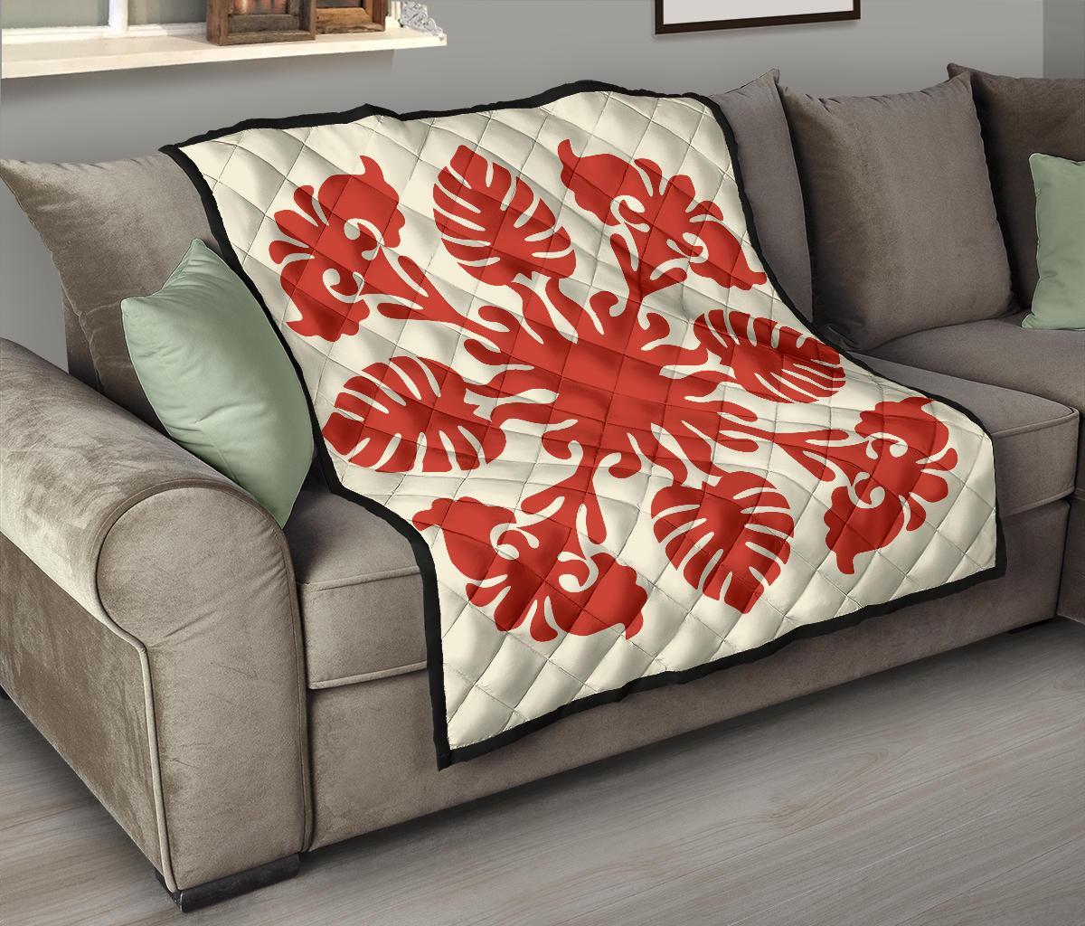 Hawaiian Kalo Pattern Premium Quilt - Green - Argu Style - AH - Polynesian Pride