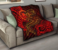 Chuuk Premium Quilt - Red Shark Polynesian Tattoo - Polynesian Pride